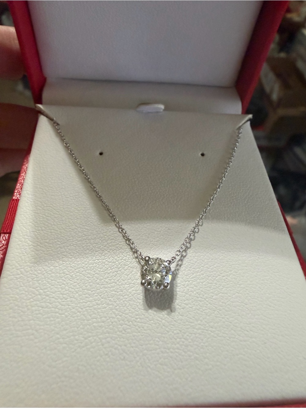 Sterling Silver Solitaire 3/4 carat lab grown diamonds Pendant Necklace